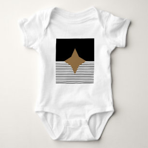 Black White Colorblock & Brown Diamond Baby Bodysuit