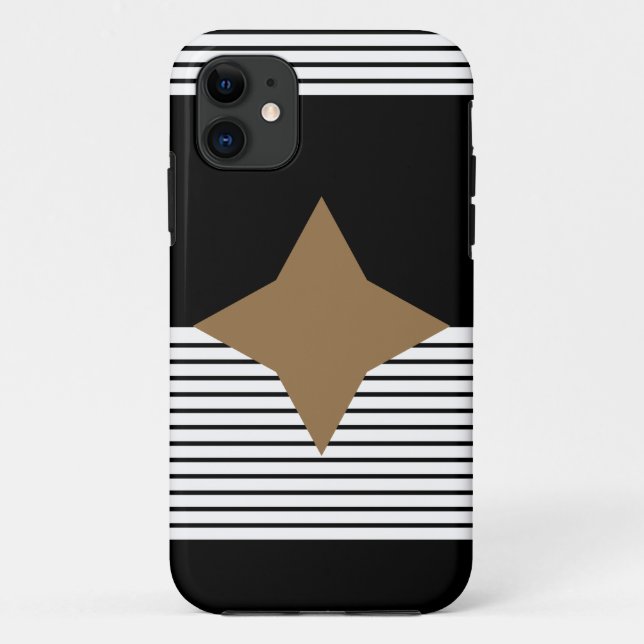 Black White Colorblock & Brown Diamond Case-Mate iPhone Case (Back)