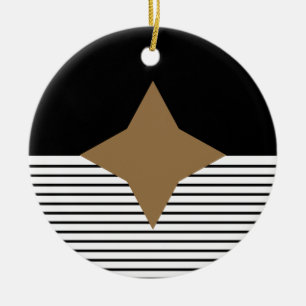 Black White Colorblock & Brown Diamond Ceramic Tree Decoration