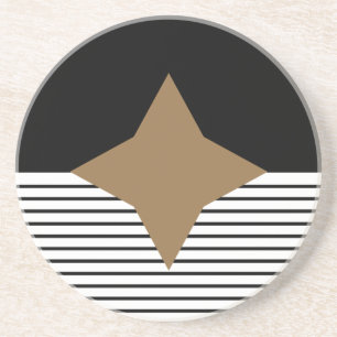 Black White Colorblock & Brown Diamond Coaster