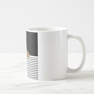 Black White Colorblock & Brown Diamond Coffee Mug