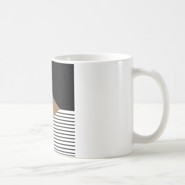 Black White Colorblock & Brown Diamond Coffee Mug (Right)