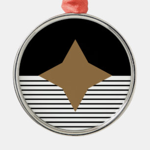 Black White Colorblock & Brown Diamond Metal Tree Decoration