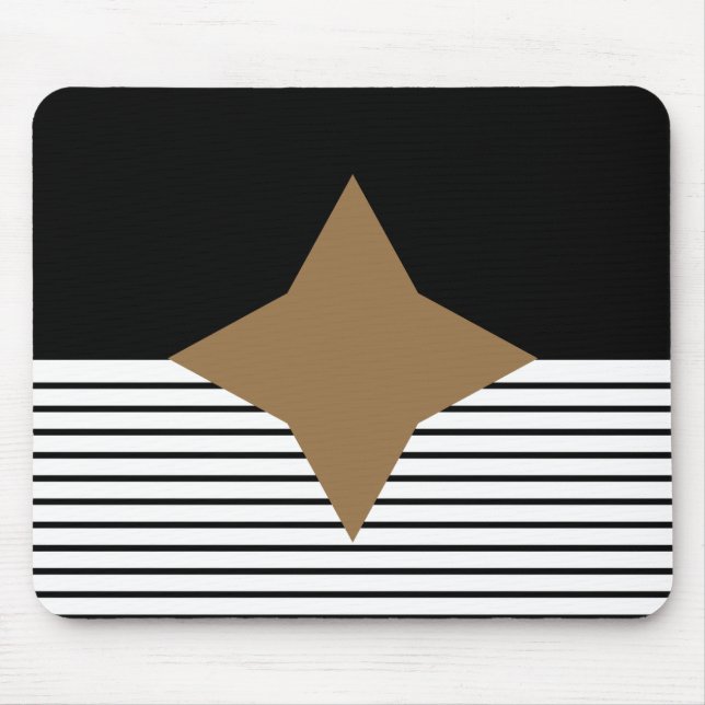 Black White Colorblock & Brown Diamond Mouse Mat (Front)