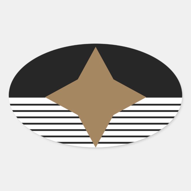 Black White Colorblock & Brown Diamond Oval Sticker (Front)