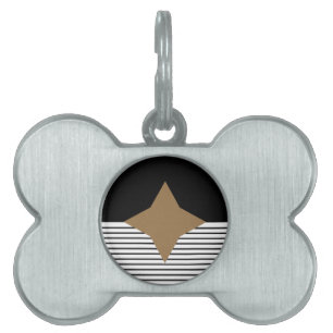 Black White Colorblock & Brown Diamond Pet Name Tag