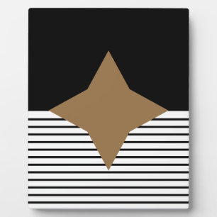 Black White Colorblock & Brown Diamond Plaque