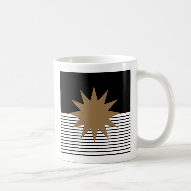 Black White Colorblock & Brown Sun Coffee Mug (Right)