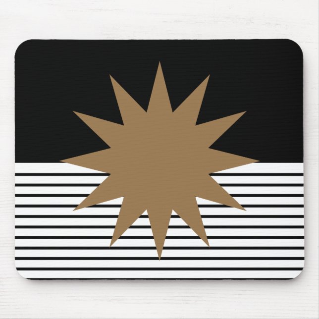 Black White Colorblock & Brown Sun Mouse Mat (Front)