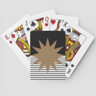 Black White Colorblock & Brown Sun Playing Cards