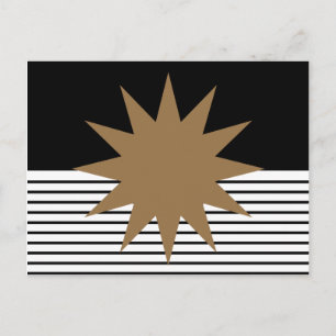 Black White Colorblock & Brown Sun Postcard