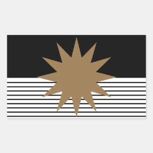 Black White Colorblock & Brown Sun Rectangular Sticker