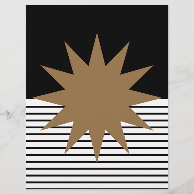 Black White Colorblock & Brown Sun Scrapbook Paper (Front)