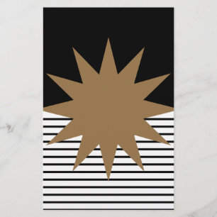 Black White Colorblock & Brown Sun Stationery