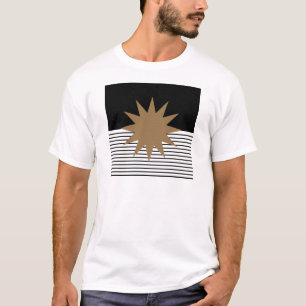 Black White Colorblock & Brown Sun T-Shirt