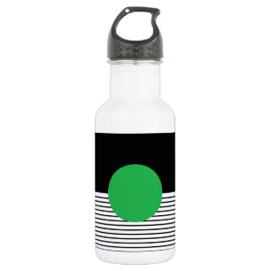 Black White Colorblock & Green Circle 532 Ml Water Bottle