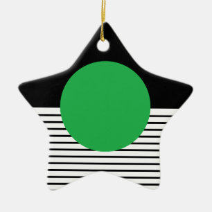 Black White Colorblock & Green Circle Ceramic Tree Decoration