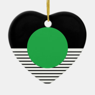 Black White Colorblock & Green Circle Ceramic Tree Decoration