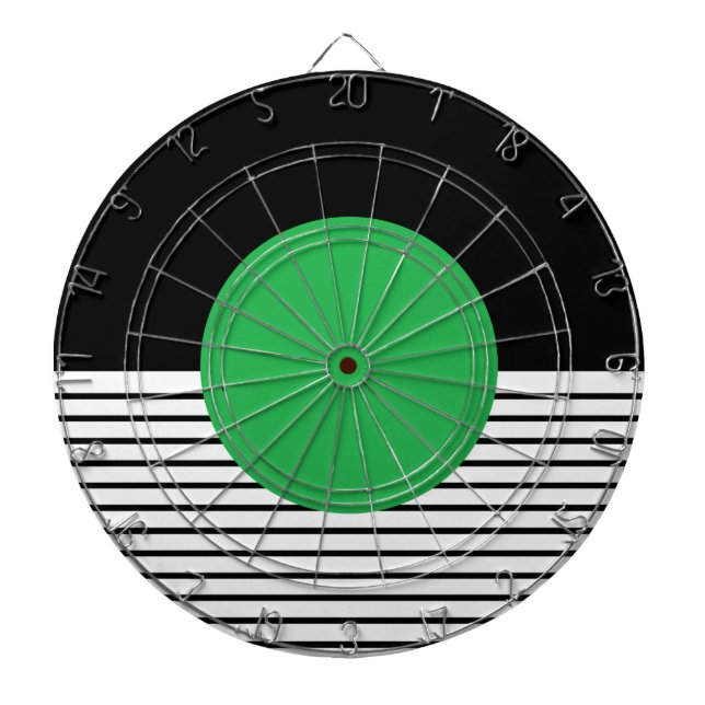 Black White Colorblock & Green Circle Dartboard (Front)