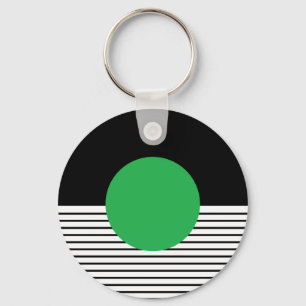 Black White Colorblock & Green Circle Key Ring