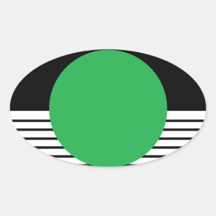 Black White Colorblock & Green Circle Oval Sticker