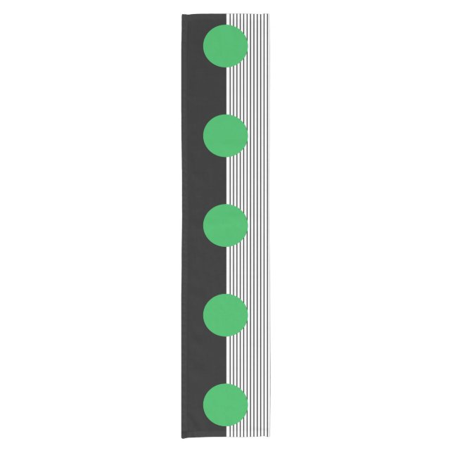 Black White Colorblock & Green Circle Short Table Runner (Front)