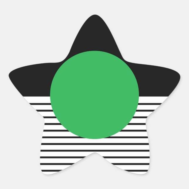 Black White Colorblock & Green Circle Star Sticker (Front)
