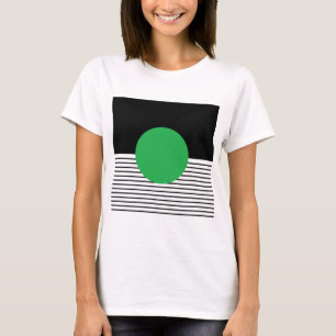 Black White Colorblock & Green Circle T-Shirt