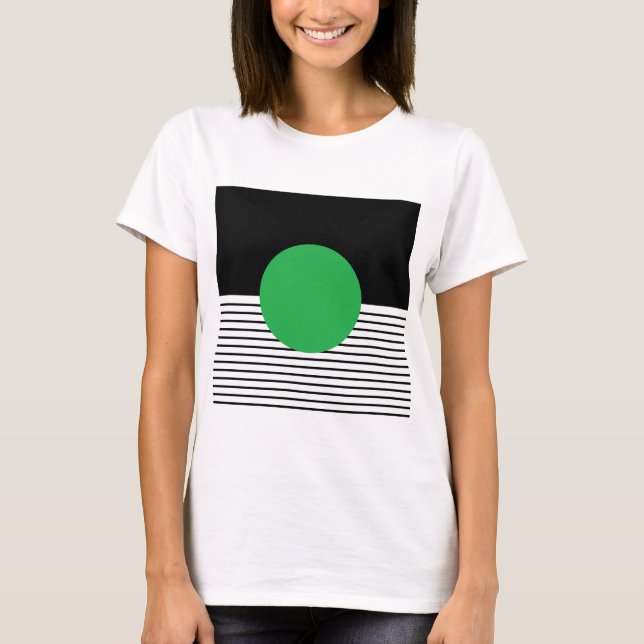 Black White Colorblock & Green Circle T-Shirt (Front)