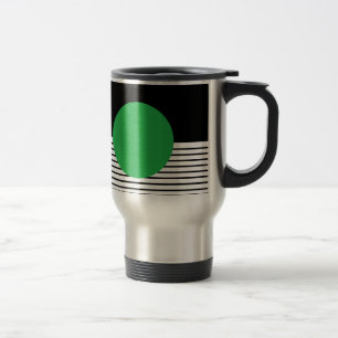 Black White Colorblock & Green Circle Travel Mug