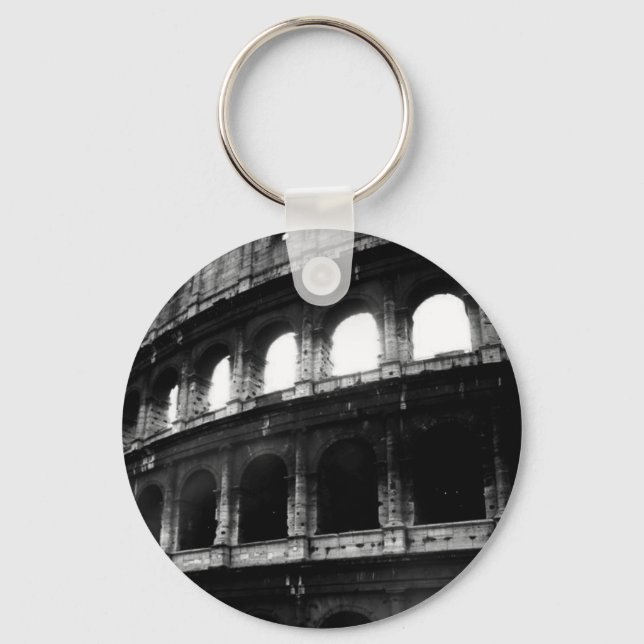 Black White Colosseum Roman Empire Key Ring (Front)