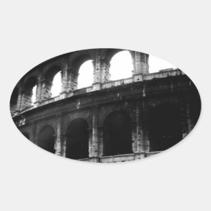 Black White Colosseum Roman Empire Oval Sticker