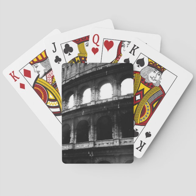 Black White Colosseum Roman Empire Playing Cards (Back)