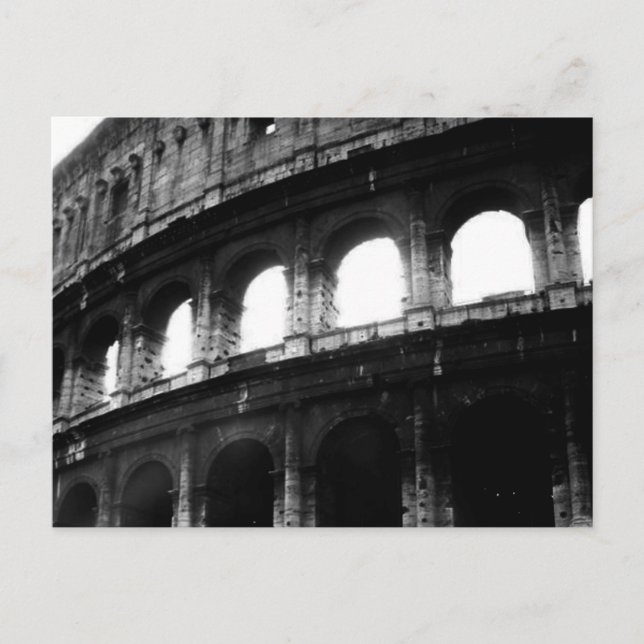 Black White Colosseum Roman Empire Postcard (Front)