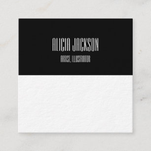 Black White Colour Block Geometric Minimalist Square Business Card