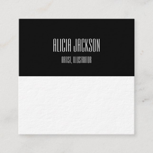 Black White Colour Block Geometric Minimalist Square Business Card (Front)