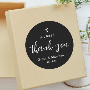 Black White Combo A Sweet Thank You Wedding  Classic Round Sticker