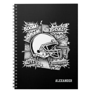 Black White Comic Football Notebook Journal