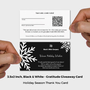 Black & White Community Gratitude Giveaway Business Card