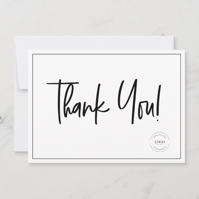Black White Company Logo Social Simple  Thank You Card (Front)