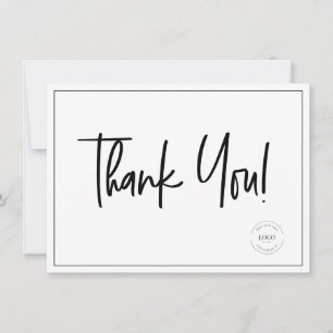 Black White Company Logo Social Simple  Thank You Card