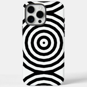 Black & White Concentric Circles Optical Illusion iPhone 16 Pro Max Case