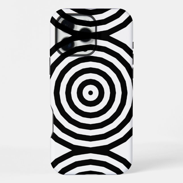 Black & White Concentric Circles Optical Illusion iPhone Case (Back)