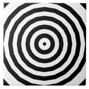 Black & White Concentric Circles Optical Illusion Tile