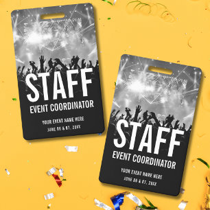 Black White Concert Staff All Access Pass ID Badge