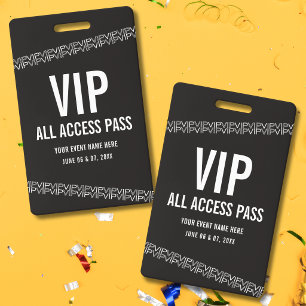 Black White Concert Ticket VIP All Access Pass ID Badge