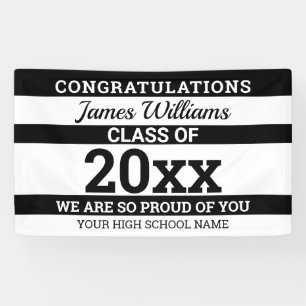 Black White Congratulations Class Of 2022 Graduate Banner
