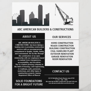 Black & White Construction Advertising Promotional Flyer
