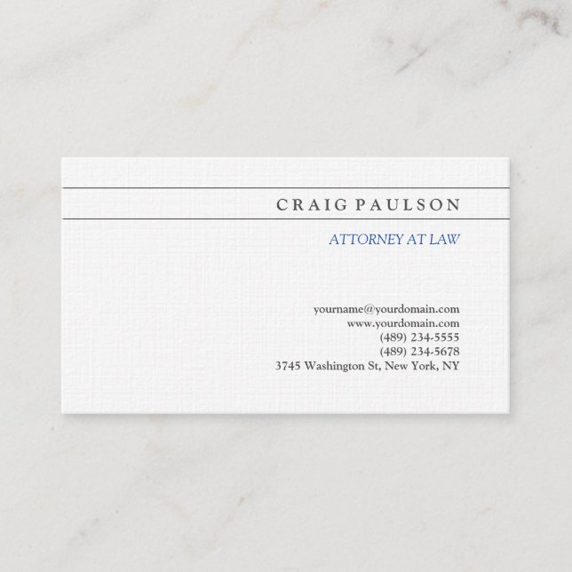 Black White Consultant Attorney at Law Profession Business Card (Front)