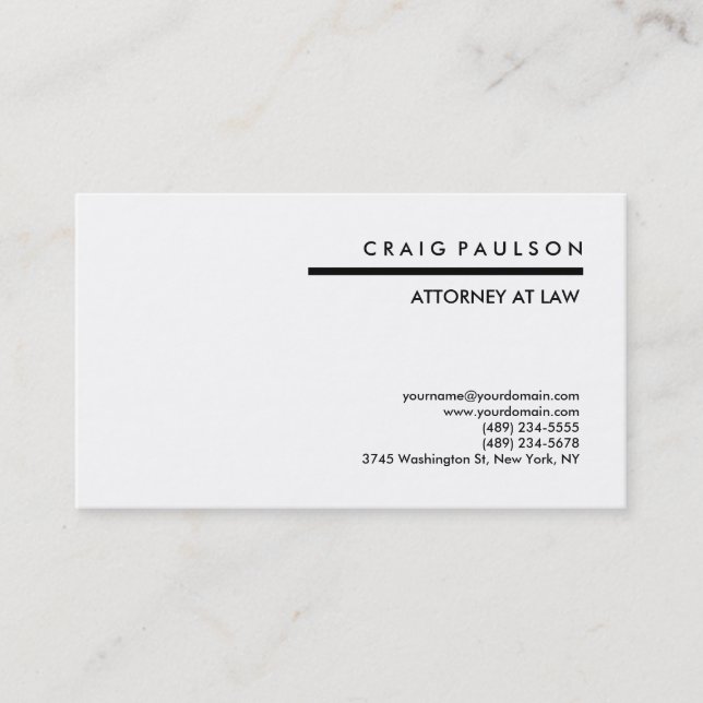 Black White Consultant Attorney Business Card (Front)